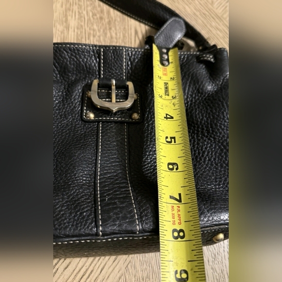 Vintage 90s DOONEY & BOURKE Black Pebbled Leather Hobo purse bag Buckle black - Picture 6 of 10